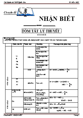 Tài liệu ôn thi THPT Quốc gia môn Hóa học - Chuyên đề 8 Nhận Biết